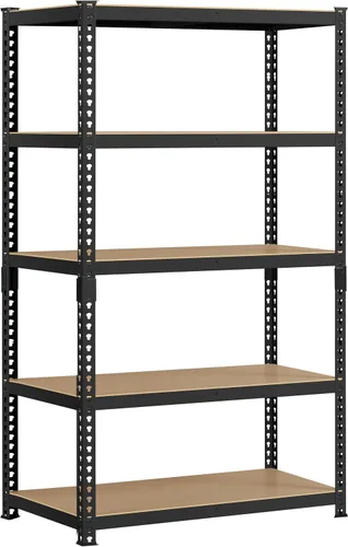 Vista 12 de Topeakmart Estantes utilitarios de 5 niveles, estantes de almacenamiento de metal, estanterías ajustables, montaje sin tornillos, estantes de Negro