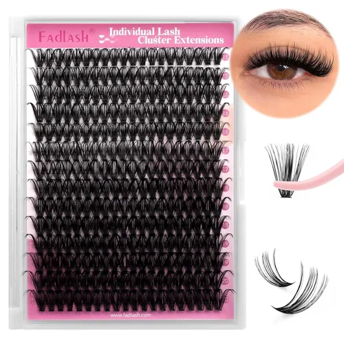 Vista 27 de Extensiones de racimos de pestañas con bandeja grande, pestañas individuales 10D 20D, mezcla natural, suave, C Cur negro, imitación de visón