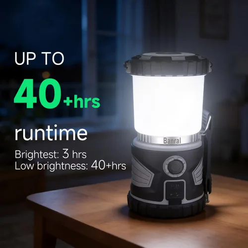Vista 6 de Banral Linterna de camping recargable 2000LM, luces que acampan del LED
