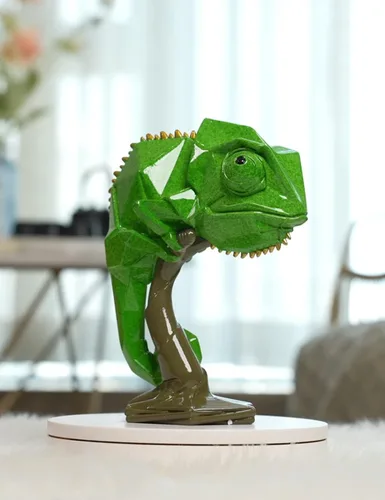 Vista 3 de Estatua de animales de lagarto, estatua de animal, decoración moderna, arte para el hogar, regalo para mesa, escritorio, estantería, poliresina