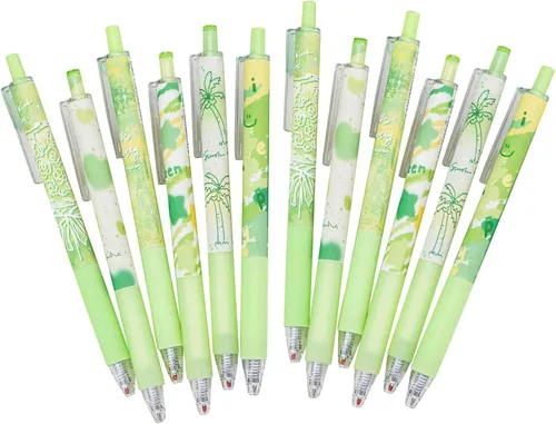 Vista 10 de 8 bolígrafos retráctiles lindos y estéticos, bolígrafos de gel con tinta para escribir con punta fina suave de 0,5 mm, bolígrafos de impresión