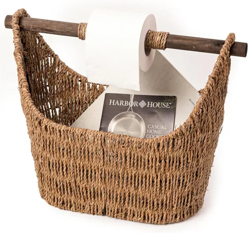 Vista 8 de Vintiquewise (TM) - Soporte para papel higiénico rústico/cesta para revistas Marrón