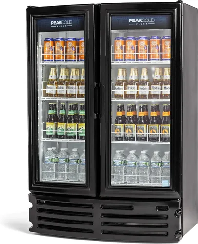 Vista 11 de PEAKCOLD + Refrigerador vertical de 1 puerta - Refrigerador comercial negro de 19.2 pies cúbicos de bajo consumo con puerta de vidrio