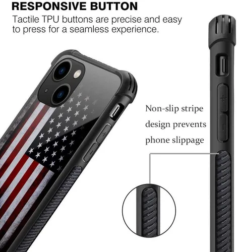 Vista 4 de ZHEGAILIAN Funda para iPhone 14 Plus, protección de grado militar, esquinas a prueba de golpes, funda antiarañazos para iPhone 14 Plus, bandera