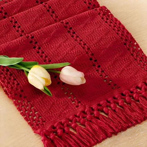 Vista 16 de Socomi Camino de mesa bohemio de verano rústico para comedor, cocina, centro de mesa, decoración pequeña de macramé de algodón y lino, camino