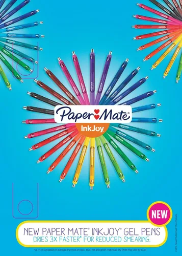 Vista 6 de Paper Mate InkJoy - Bolígrafos de gel con punta fina, tinta negra 0.5mm, agarre ergonómico de confort, caja de 12