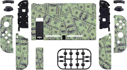 Vista 2 de eXtremeRate - Placa trasera para Nintendo Switch Console, NS Joycon con carcasa de mando de mano con botones de juego completo, carcasa de repuesto
