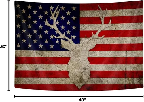 Vista 5 de Tapiz decorativo de pared con cabeza de grunge, diseño rústico de bandera de Estados Unidos, diseño de camuflaje, para colgar en la pared, arte