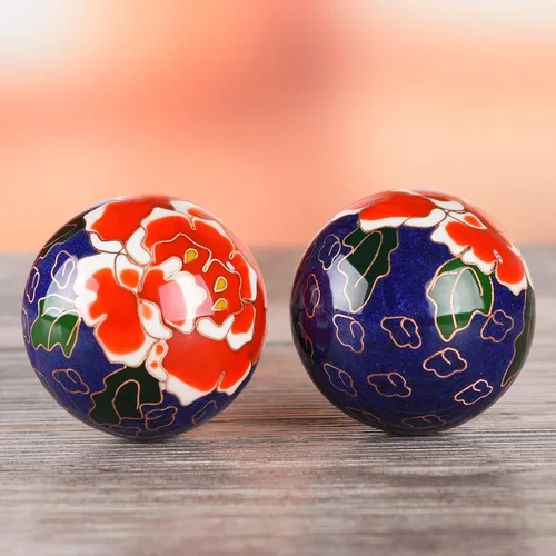 Vista 4 de 1.97 '' Bolas de Baoding Chino Ejercicio de Mano Bolas de Masaje con Caja Rosa Roja Patrón Bolas Azules con Campanillas Padres Regalo TQZDBS78