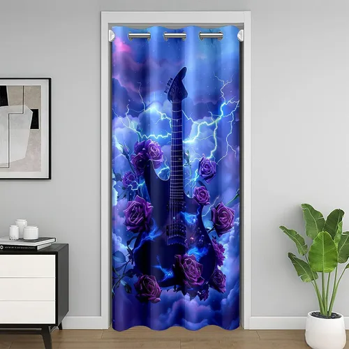 Vista 30 de Castle Fairy Cowboy Boots Door Curtain for Doorways Privacy Bohemia Musical Guitar Doorway Curtain Western Rustic Cowgirl All Season Blackout