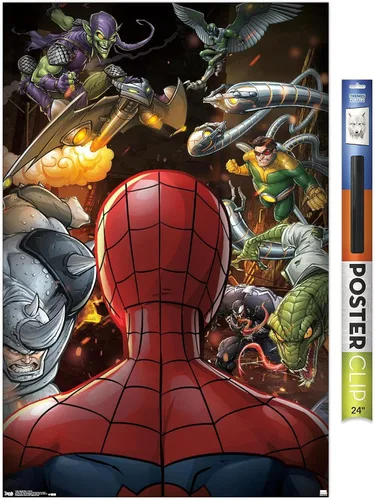 Vista 13 de Trends International Marvel Comics - Póster de pared de Spider-Man - Villains, 14.725 x 22.375 pulgadas, versión enmarcada de madera de granero