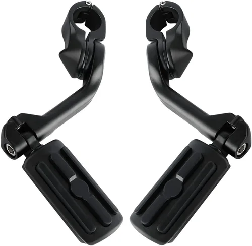Vista 27 de TCT-MOTORPARTS Estriberas de pie de carretera de montaje largo para Harley Electra Glide, todo con protectores de motor de 1-1/4 pulgadas 1.25 Negro