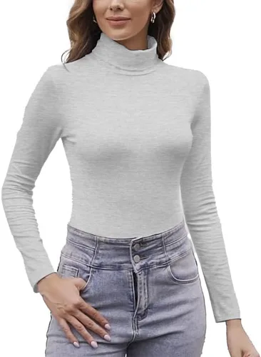Vista 4 de SHAPERIN Body de manga larga con cuello de tortuga para mujer, sexy, leotardo
