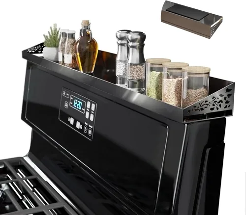 Vista 8 de STUTOV Estante superior magnético para estufa de 30 pulgadas, estante de especias negro y organizador de condimentos, estante de cocina magnético