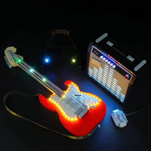 Vista 2 de Kyglaring Kit de iluminación LED compatible con Lego Ideas 21329 Fender Stratocaster Guitar Kit de construcción - Solo kit de luz LED y sin juego