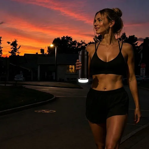 Vista 8 de Stainless Steel Water Bottle with Camping Lantern & Night Light