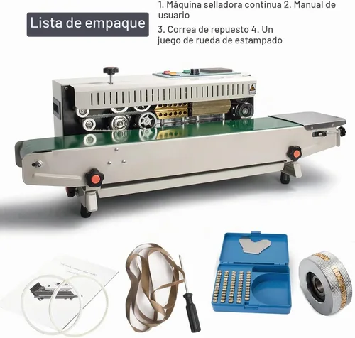 Vista 6 de Máquina de sellado continuo FR-900 Máquina selladora de sellado de banda de plástico continua horizontal automática Codificación de sellos