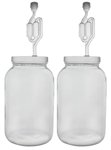 Vista 2 de FastRack Tarro de boca ancha de un galón con tapa perforada y doble burbuja Airlock-Set de 2, multicolor (B01AKB4G9E), 1 galón y jarra de 1 galón