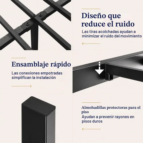 Vista 6 de Allewie Base de cama de plataforma de tamaño completo con cabecera y pie de cama de madera, soporte de 13 listones de metal resistente Roble negro