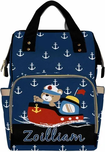 Vista 8 de Mochilas personalizadas con nombre personalizado para bebé, bolsa de pañales con monograma con bolsillos térmicos para adultos y niños, impermeable