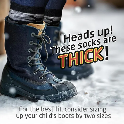 Vista 4 de HOT FEET Calcetines térmicos para niños, calcetines cálidos con aislamiento de invierno para niños y niñas, cómodos y gruesos, paquete de 2