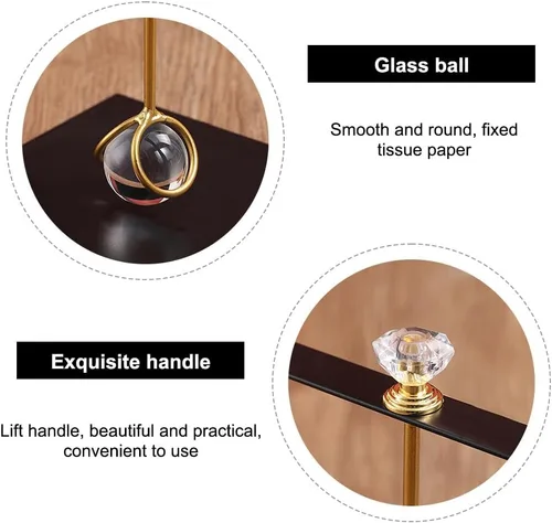 Vista 2 de Napkin Holder, Metal Table Tissue Stand with Handle, Rustic Serviette Holder Black/Gold/Silver for Kitchen, Hotel, Cafe, Bar