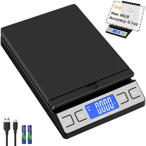 Vista 9 de TIPRE Báscula Digital de Envío Postal, Báscula de Correo con Soporte Abatible para Sobres, Báscula de Franqueo de 66lb/0.1oz para Paquetes, Pequeñas