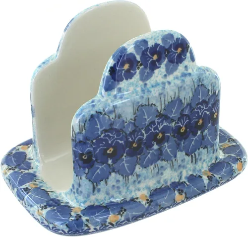 Vista 13 de Blue Rose Polish Pottery - Servilletero de Puntos Pequeños Azules - 5" x 5" - Servilleteros de Cerámica, Accesorios Decorativos para Mesa de Comedor