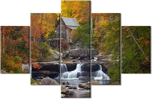 Vista 39 de TUMOVO 5 piezas de arte en lienzo para pared, hermoso castillo de piedra de cisne con paisajes naturales de selva al atardecer, paisajes naturales