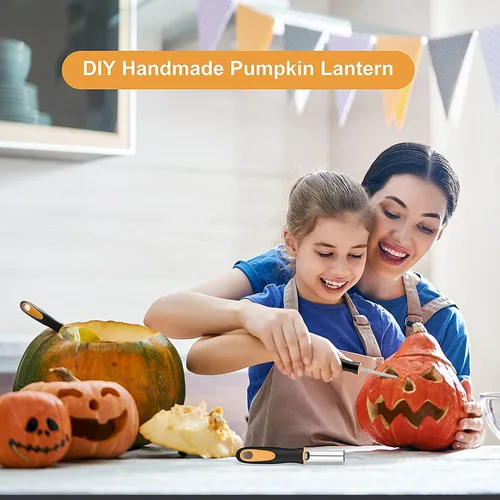 Vista 6 de Yixiang Kit de tallado de calabaza de Halloween, 5 piezas de herramientas profesionales de tallado de acero inoxidable para decoraciones