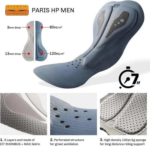 Vista 2 de Pantalones cortos de ciclismo para hombre, 4 bolsillos, pantalones cortos para bicicleta de carretera, pantalones cortos de bicicleta de viaje largo