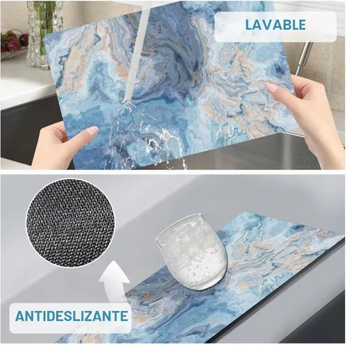 Vista 6 de Juego de 4 manteles individuales de cuero sintético con efecto mármol - Manteles individuales resistentes al calor para mesa de comedor