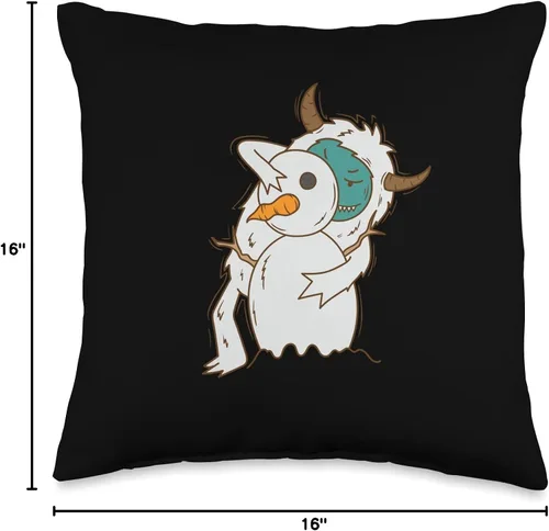 Vista 4 de Yeti snowman mythical creature animal stories Yeti Building a Snowman - Almohada de 16 x 16 pulgadas, multicolor