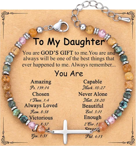 Vista 37 de TONY & SANDY Pulsera de cruz cristiana para mujer, regalo de San Valentín para ella, regalo de confirmación de bautismo, Pascua, regalo único