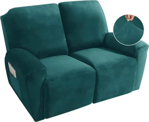 Vista 24 de MAXIJIN Funda reclinable de terciopelo de 4 piezas, funda elástica de felpa suave para silla reclinable, gruesa y suave, funda para silla Beige