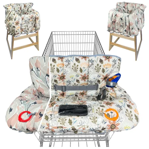 Vista 17 de Funda para carrito de compras para bebés y niños pequeños, funda impermeable para carrito de comestibles y silla alta, funda acolchada suave