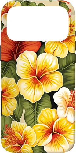 Vista 22 de Hawaiian Tropical Yellow Red Hibiscus Plumeria Case for iPhone 17