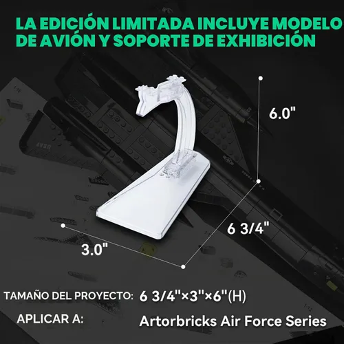 Vista 7 de ArtorBricks SR-71 - Juego de construcción militar de avión Blackbird de reconocimiento con soporte de exhibición, kit de modelo de 183 piezas