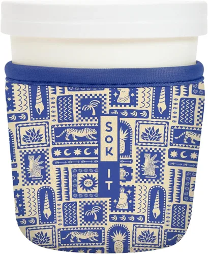 Vista 162 de Sok It IceCreamSok - Funda de neopreno aislada (flores abstractas, pintas de helado cónicas)