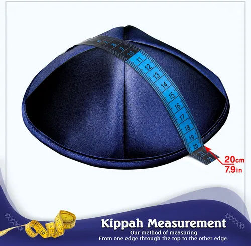 Vista 6 de Paquete de 10 o 30 piezas Kippah de satén Hq de 197.9in para hombres y niños, sombrero Yamaka diseñado en Israel Kippot Bulk