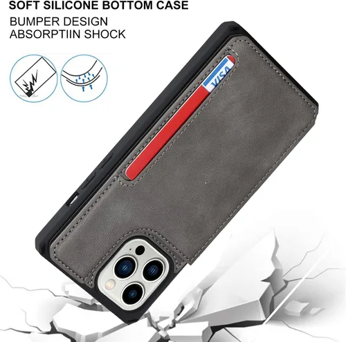 Vista 4 de Cavor Funda para iPhone 11 Pro Max con tarjetero, funda tipo cartera con tarjetero y tarjetero para iPhone 11ProMax, funda de piel sintética