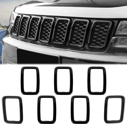 Vista 9 de JeCar Kit de molduras de malla para Jeep Grand Cherokee 2017-2020, color negro (7 unidades)