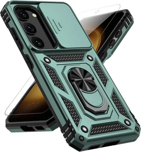 Vista 12 de Funda para Samsung Galaxy S23, con cubierta deslizante para cámara, protector de pantalla HD, soporte de anillo giratorio de 360°, protección