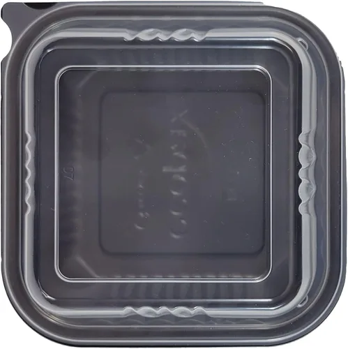 Vista 4 de [80 juegos] Bandeja de servir PP Pebble Box con tapa, contenedor de alimentos (6 x 6 pulgadas, 1 compartimento)