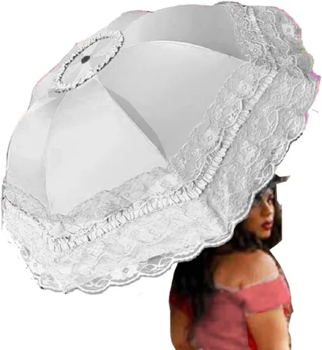 Vista 66 de WENDIN Sombrilla de encaje plegable vintage Paraguas gótico lluvia Anti-UV protección de encaje parasol cúpula Foto Props niñas sombrilla paraguas