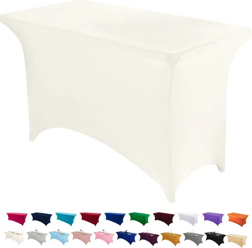 Vista 40 de Peomeise - Funda de mesa de elastano de 4 pies, mantel rectangular elástico de elastano (verde manzana, 4 pies)