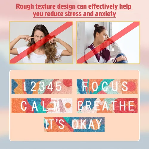 Vista 4 de Crtiin - 50 calcomanías calmantes, tira sensorial con textura, táctil, áspera, cinta táctil para escritorio, para adultos y adolescentes, juguete