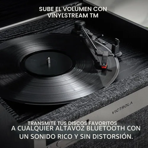 Vista 5 de Victrola Century 6-en-1 Reproductor de discos de vinilo y centro de música – Tocadiscos de 3 velocidades, reproductor de CD y cassette, VINYLSTREAM