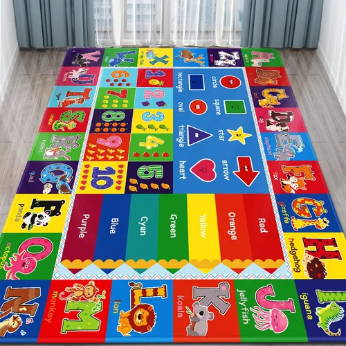 Vista 10 de Alfombra infantil para sala de juegos, alfombra educativa ABC, alfombra suave antideslizante para bebé, alfombra de juego para bebé, alfombra