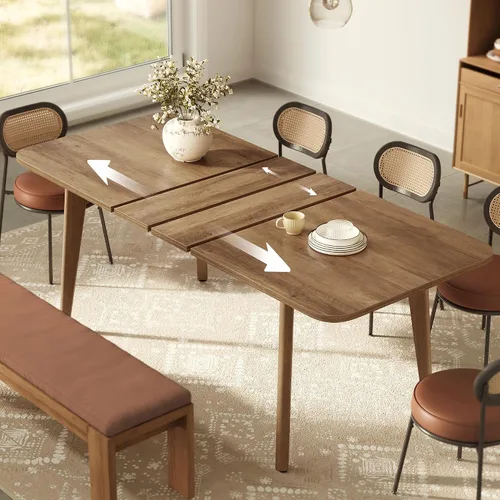 Vista 13 de VASAGLE Colección MAEZO - Mesa de comedor extensible para 4/6/8, mesa de cocina con patas cónicas, transiciones curvas, para comedor, cocina